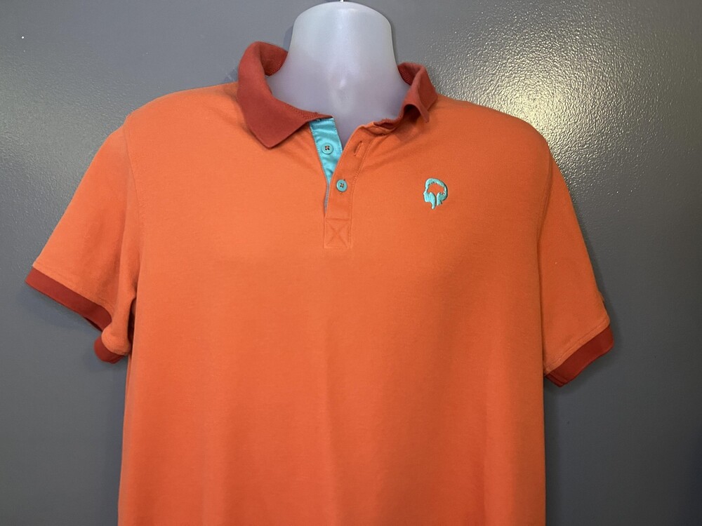Outdoor Afro REI Co-op Polo Shirt Mens Large Orange Collared Knit Cotton Blend